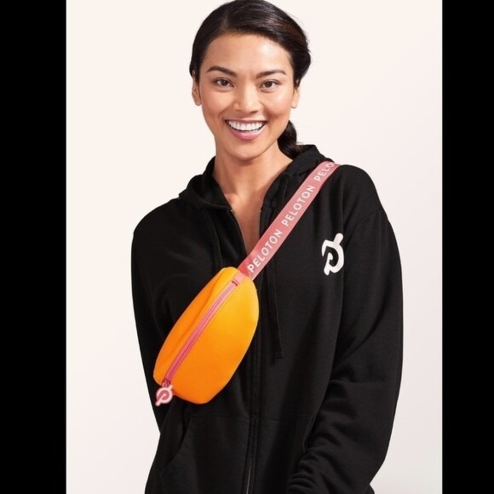 Peloton Belt Bag OS Orange Pink Logo Strap Neoprene Fanny Pack Crossbody Hip Bag